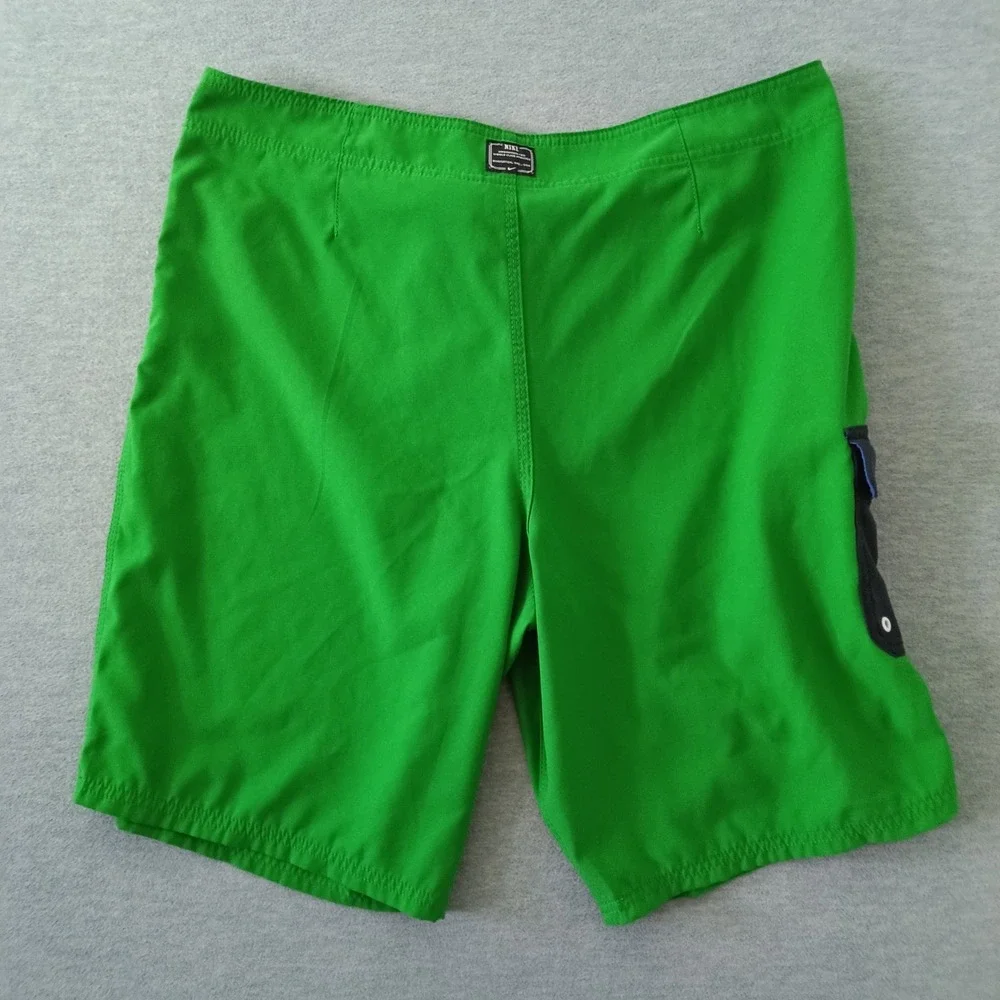 Nike Mens Green Board Shorts Size 36 Blue Waistband Side Cargo Pocket Trunks
